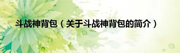 斗战神背包(关于斗战神背包的简介)