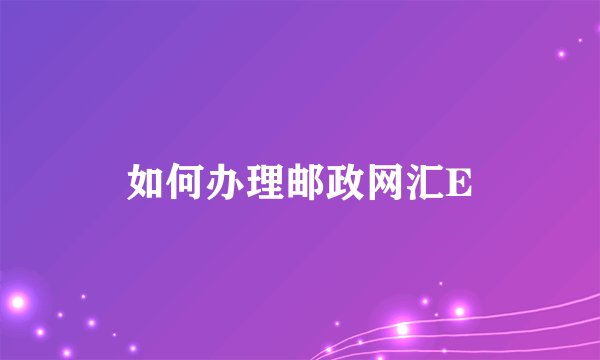 如何办理邮政网汇E